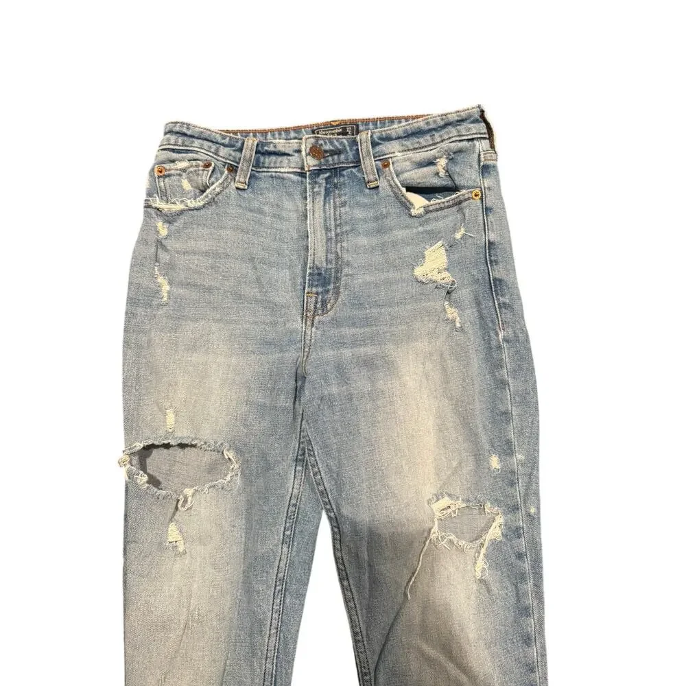 Abercrombie & Fitch Women's Simone High Rise Slim Distressed Blue Jeans SZ 27/4R